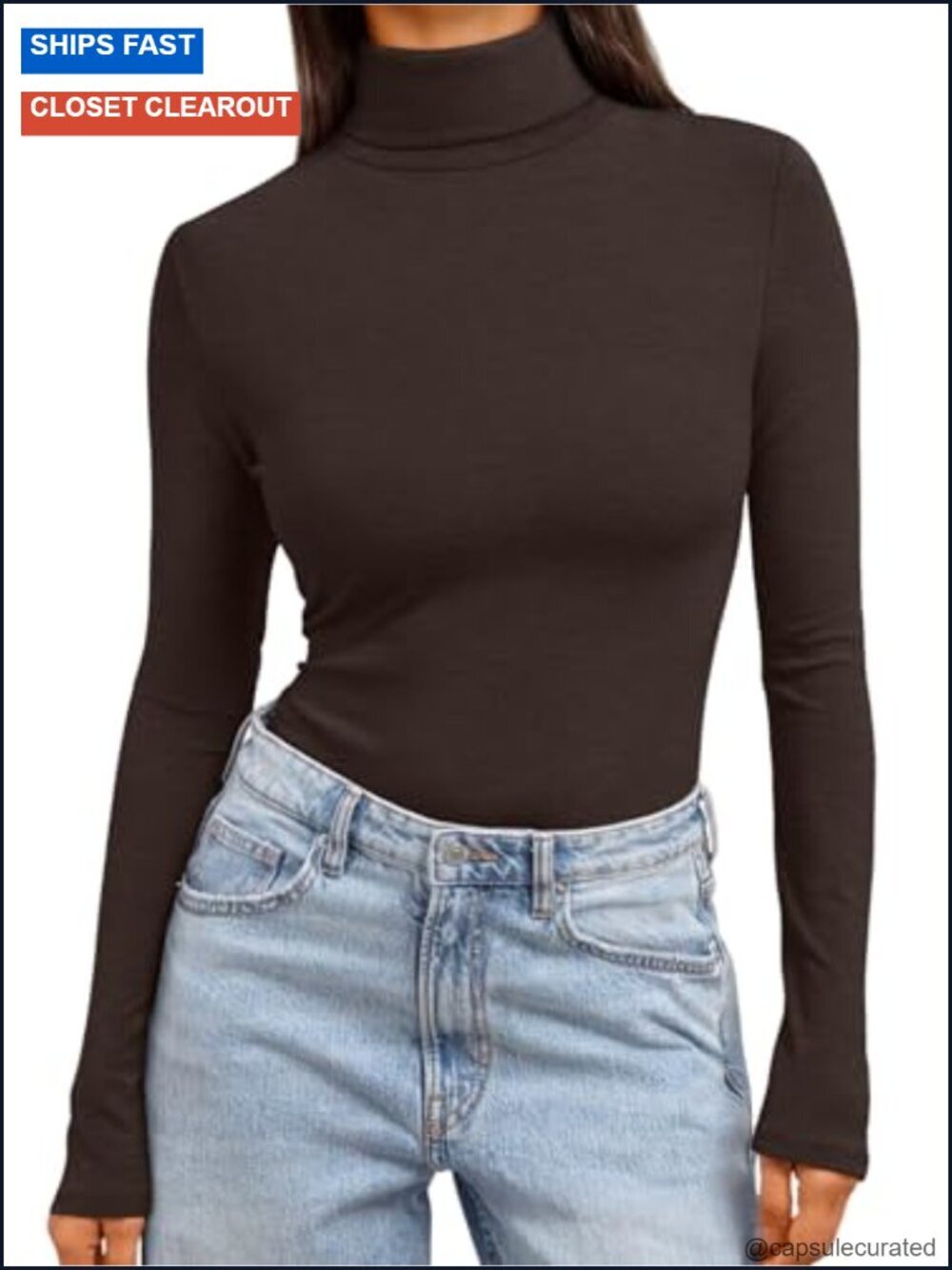 Long Sleeve Mock Turtleneck T-Shirt Slim Fit Lightweight Casual Layering Top